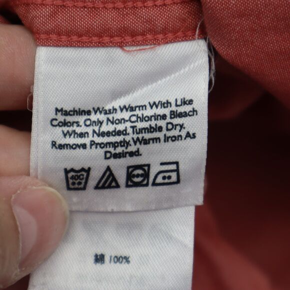 Eddie Bauer Shirt Mens L Red Relaxed Fit Short Sleeve Button Up Casual - Picture 9 of 16